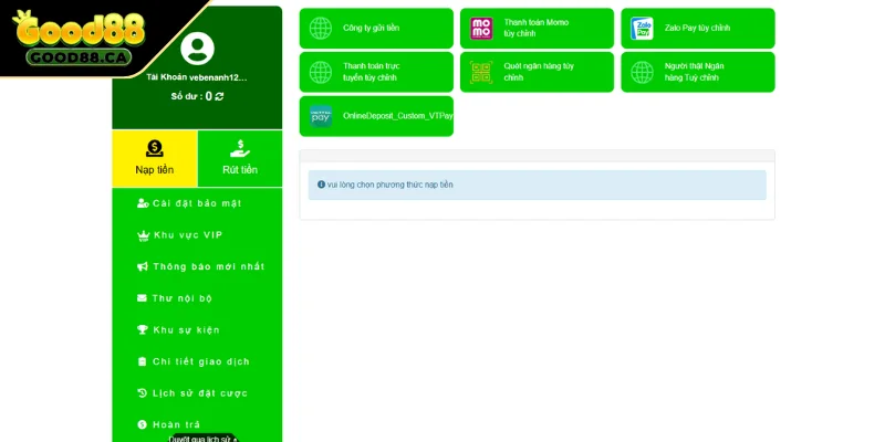 Lưu ý cần phải ghi nhớ khi nạp tiền GOOD88
